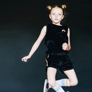 Wee Monster Rainbow Tank Top Velvet Romper